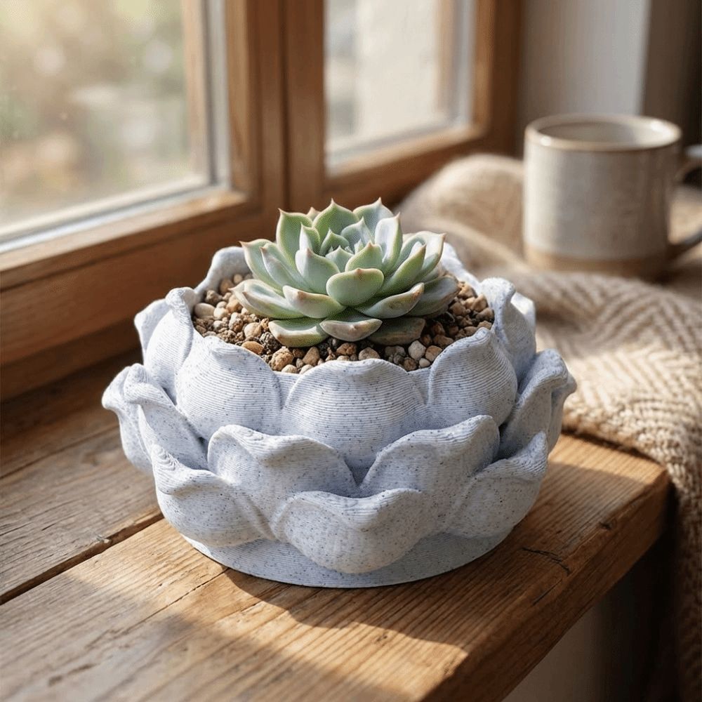 Echeveria Succulent - Vaso de Plástico 3D em Formato